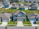 Two story home featuring a well-manicured lawn, gray exterior, and a two-car garage at 11232 Bram Bay Ct, San Antonio, FL 33576