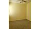A clean, empty bedroom featuring neutral carpet and a ceiling fan, ready for personalization at 1318 Misty Greens Dr, Sun City Center, FL 33573