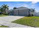 Well-maintained home with two-car garage, mature palm, and double driveway at 13424 Hunters Point St, Spring Hill, FL 34609