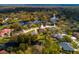 Aerial view of a neighborhood with a pond, lush greenery and mature trees at 17104 Tiffany Lake Pl, Lutz, FL 33549