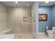 Contemporary shower featuring glass door and a built-in bench, designed for relaxation at 301 1St Street S # 1901, St Petersburg, FL 33701