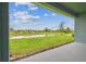 A great view from the patio of the pond and green space surrounding the home at 31430 Hayman Loop, Wesley Chapel, FL 33545