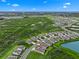 A beautiful aerial view of the community, surrounded by scenic vegetation and a scattering of ponds at 3528 Golden Wheat Ln, Plant City, FL 33565