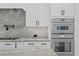 Close-up of the kitchen showing countertops, ovens, gas stovetop, cabinets, and faucet at 3815 W Obispo St, Tampa, FL 33629