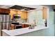 Modern kitchen features stainless steel appliances, counter seating, and bright lighting at 1102 Old Mill Pond Rd, Palm Harbor, FL 34683