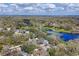 Aerial view of a home near a serene lake surrounded by lush trees and greenery at 12227 Noreast Lake Dr, Tampa, FL 33612