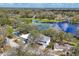 Lakefront property aerial showcasing lush greenery, calm waters, and the home's prime location at 12227 Noreast Lake Dr, Tampa, FL 33612