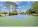 A full-sized tennis court in a well-maintained community with lush green surroundings at 15209 Hammock Chase Ct, Odessa, FL 33556