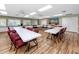 Meeting room with long white tables, comfortable seating, flatscreen tv, and bright natural light at 4614 Sandpointe Dr, New Port Richey, FL 34655