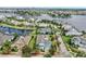 Aerial view of a waterfront community highlighting the lovely property and surrounding canals at 613 Manns Harbor Dr, Apollo Beach, FL 33572