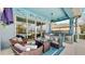 Comfortable covered patio featuring cozy seating, a built-in grill, and stylish décor at 613 Manns Harbor Dr, Apollo Beach, FL 33572