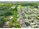 A scenic aerial shot of neighborhood homes with fenced yards and tree coverage at 9937 Warm Stone St, Thonotosassa, FL 33592