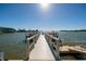 Waterfront condo complex boasts a private pier complete with colorful chairs and a scenic view of the surrounding bay at 1868 Shore S Dr # 411, South Pasadena, FL 33707