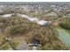 An aerial shot showcases the property close to community features and mature, green trees at 24510 Mason Ct, Lutz, FL 33559