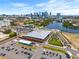 Stunning aerial view of the city skyline, with a building, parking, and waterfront at 2808 N Florida Ave, Tampa, FL 33602