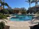 A community outdoor pool with furniture in a landscaped area at 4813 Michelle Ln, Palm Harbor, FL 34684