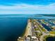 Beautiful aerial view of waterfront homes lining a beach and canals with direct access to the open ocean at 5241 West Shore Dr, New Port Richey, FL 34652