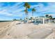 Enjoy beachfront amenities with covered picnic tables, chairs, and a serene shoreline at 5241 West Shore Dr, New Port Richey, FL 34652