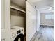 Well-placed laundry closet in the bedroom provides convenience and maximizes space at 2253 Norwegian Dr # 67, Clearwater, FL 33763