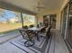 Relaxing screened-in patio with seating and backyard view; ideal for outdoor dining at 22941 Leafwood Ct, Land O Lakes, FL 34639