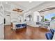 Open kitchen and dinette showcasing a coffered ceiling and water views at 5128 W Longfellow Ave, Tampa, FL 33629