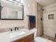Cozy bathroom featuring a modern vanity, a tiled shower, and tasteful decor at 7843 Shoupe Rd, Plant City, FL 33565