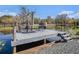 Relaxing dock area featuring a table and chairs, perfect for enjoying the tranquil pond view at 7843 Shoupe Rd, Plant City, FL 33565