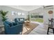 Sunlit living room features a comfortable seating arrangement and sliding glass doors to the outdoors at 101 Sunlit Cove Ne Dr, St Petersburg, FL 33702