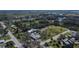 Aerial view of a residential neighborhood featuring a lush tree canopy and water access at 1019 Canal St, Ruskin, FL 33570