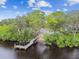 Scenic neighborhood boat dock, nestled amid lush greenery and convenient waterway access for residents at 1204 Blackrush Dr, Tarpon Springs, FL 34689