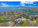 Stunning aerial view of waterfront homes and Tampa skyline, with a focus on the modern architecture at 1401 Brightwaters Ne Blvd, St Petersburg, FL 33704
