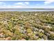 Expansive aerial view of a neighborhood near a lake with mature trees and residential homes at 1708 Country Trails Dr, Safety Harbor, FL 34695