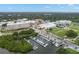 Panoramic aerial view showcasing a marina with boats and a vibrant city landscape, surrounded by lush greenery at 280 Dr Ml King Jr N St, Safety Harbor, FL 34695