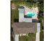 An aerial perspective shows the backyard's inviting pool with the outdoor bar and home at 2915 67Th Way N, St Petersburg, FL 33710