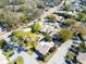 Aerial view of a residential neighborhood showcasing well-maintained homes with mature trees at 25 Windrush Bay Dr # 25, Tarpon Springs, FL 34689
