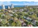 A panoramic aerial view of the property's location near the ocean with surrounding neighborhood and city landscape at 3112 S Julia Cir, Tampa, FL 33629