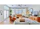 Inviting living room with a neutral rug, decor, leather sectional, and ceiling fan at 615 Islebay Dr, Apollo Beach, FL 33572