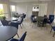 Recreation room with card tables, game tables, and blue accent chairs at 7867 Sailboat Key Blvd S # 201, South Pasadena, FL 33707