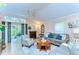 Cozy living room with a fireplace, comfortable furnishings, and a sliding glass door leading to the outdoor area at 10222 Woodford Bridge St, Tampa, FL 33626