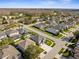 An aerial view of the property and neighborhood, highlighting the well-maintained lawns and quiet street at 3654 Beneraid St, Land O Lakes, FL 34638
