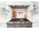 Close-up of a stainless steel range hood and cooktop with marble backsplash at 5546 Drexel Rd, Land O Lakes, FL 34638