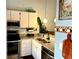 Well-appointed kitchen with granite countertops, stainless steel appliances, and coastal accents at 1020 Bowsprit Ln # X, Holiday, FL 34691