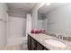 Bathroom featuring a single vanity, granite countertop, and a shower-tub combo at 2208 Landside Dr, Valrico, FL 33594