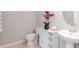 Bright bathroom featuring a white vanity, tile floor, and modern fixtures at 2208 Landside Dr, Valrico, FL 33594