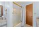 Bathroom featuring a shower with a glass enclosure, neutral walls, and a matching vanity at 3327 Pineview Dr, Holiday, FL 34691