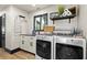 Well-organized laundry room with updated washer and dryer, sink, and storage for efficient laundering at 3327 Pineview Dr, Holiday, FL 34691