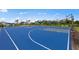 Community blue basketball court with basketball hoops and covered picnic tables in the background at 5622 Silverside Pine Ct, Lakewood Ranch, FL 34211