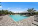 A stunning view of the community pool with plenty of lounge chairs and umbrellas, perfect for relaxation at 5622 Silverside Pine Ct, Lakewood Ranch, FL 34211