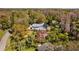 Aerial view of the property featuring a lush backyard, pool, and solar panels on the neighboring roof at 17119 Rainbow Ter, Odessa, FL 33556