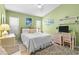 Cozy bedroom with serene green walls, a comfortable bed, and ample natural light at 3530 Birkdale Ln, Palm Harbor, FL 34684